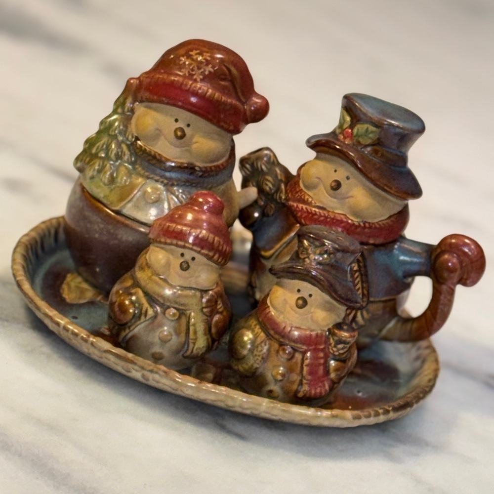 5 Pc Snowman Ceramic Hostess Set With Spoon By Kirklands